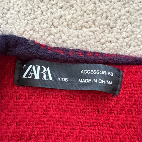 Zara Red and Navy Kids Knit Poncho - Picture 2 of 6